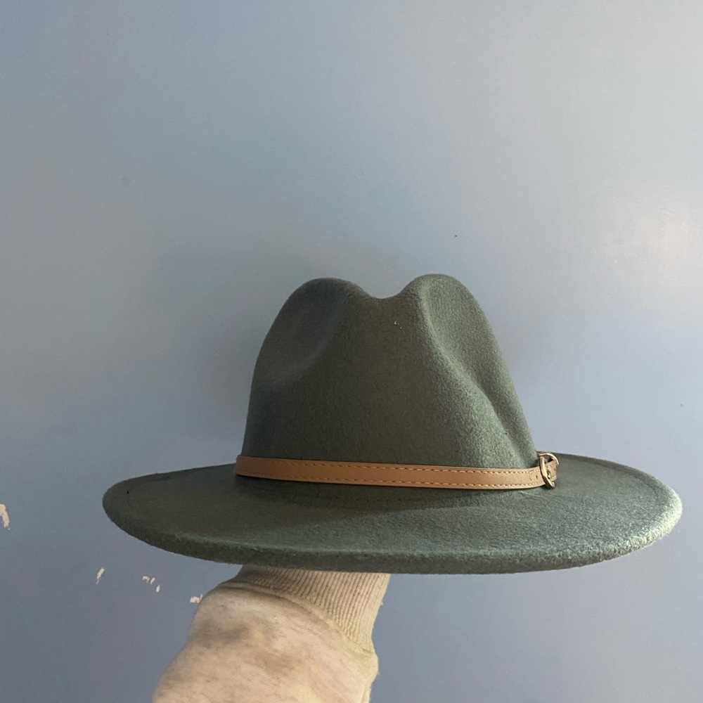Stylish Green Fedora Hat with Tan Band
